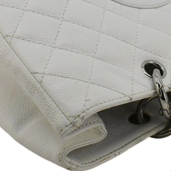 Authentic Chanel GST Grand Shopping Tote White Caviar Silver Hardware - Picture 5 of 9